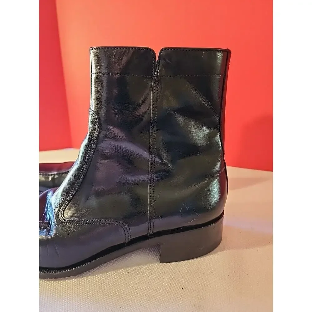 Florsheim Mens Boots Shoes Black Leather Side Zipper 17074-01 Sz 8.5 D